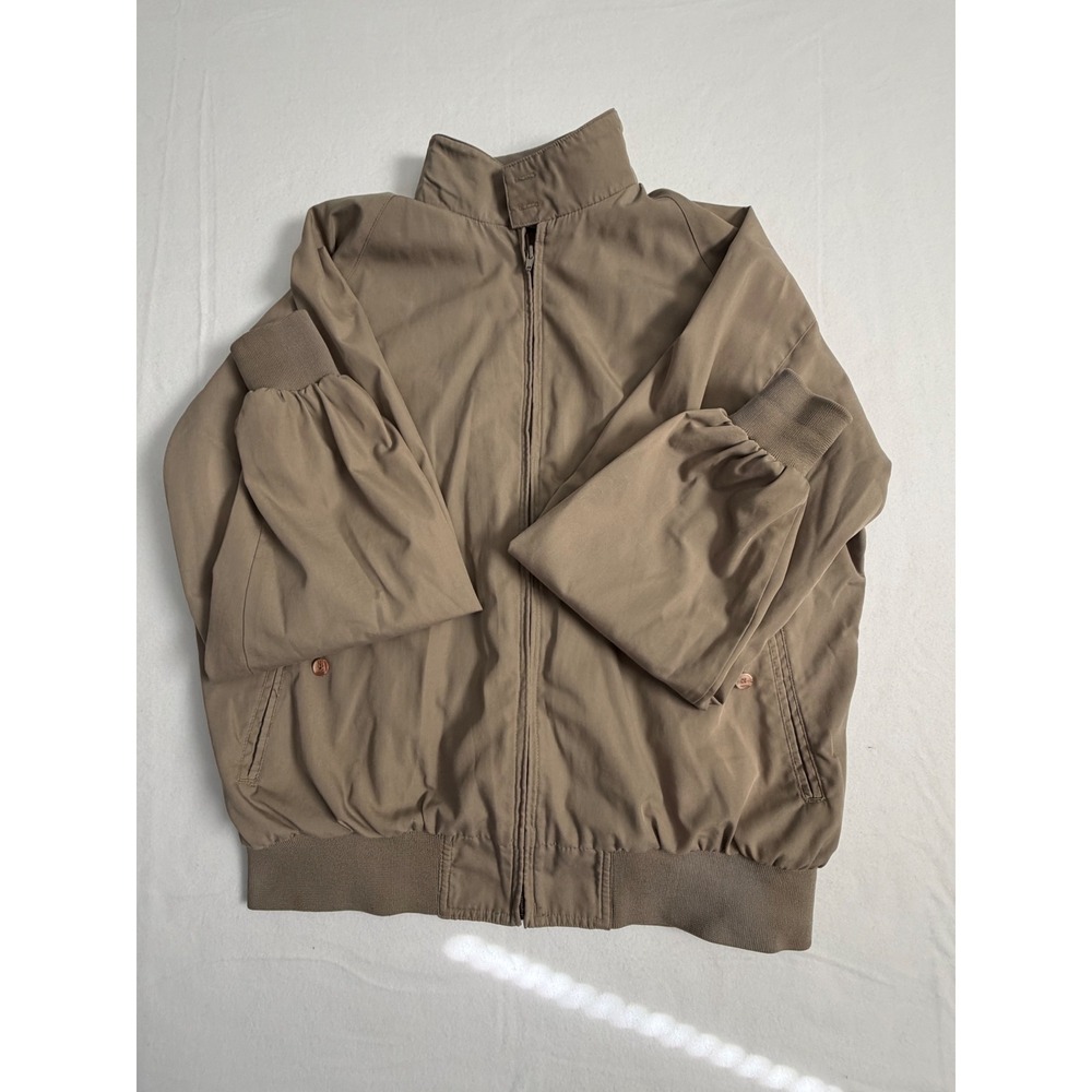 Field & Stream Mens Harrington Jacket XL Long Tan Khaki Plaid Lined Full Zip